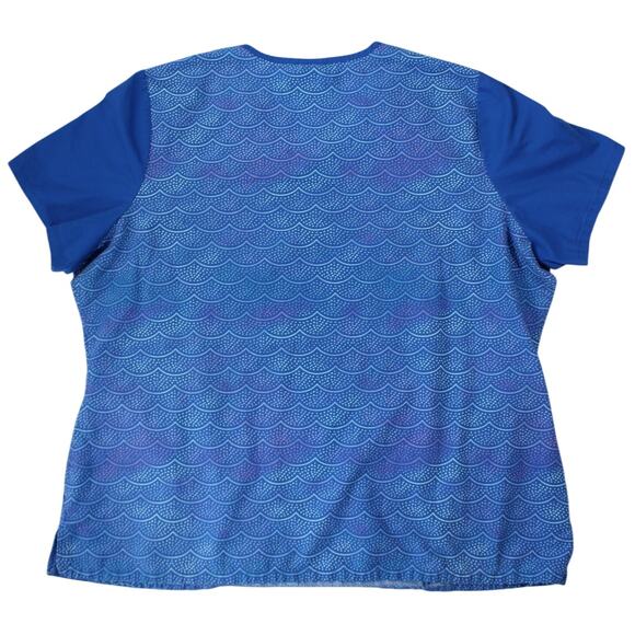 Disney Ariel Little Mermaid Blue Scrub Top 3XL Short Sleeve V-Neck - Picture 2 of 7